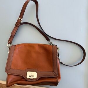 Cole Haan Cognac Leather Shoulder/Crossbody with Flap/Lock Goldtone hardware